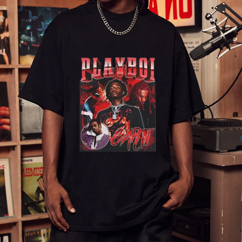 

Hot Rapper Playboi Carti vintage Graphics T shirts Men Women Hip Hop Oversized Summer short sleeve t-shirt Unisex Casual Tops