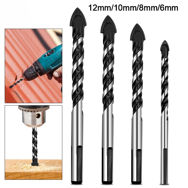 6mm 8mm 10mm 12mm Tile Glass Brick Wall Wood Hole Opener Multi-purpose Carbide Material Red Triangle Handle Wall Drill