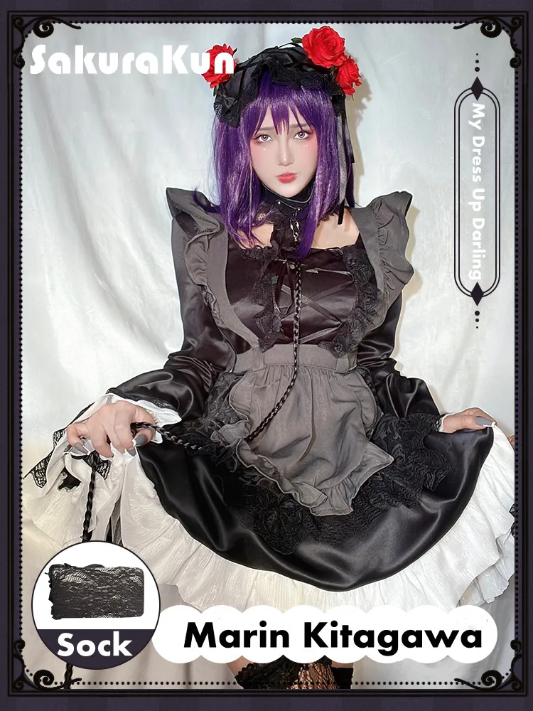 

Anime My Dress Up Darling Marin Kitagawa Cosplay Costume Marin Kitagawa Cosplay Costume Women Black Party Dress Full Set