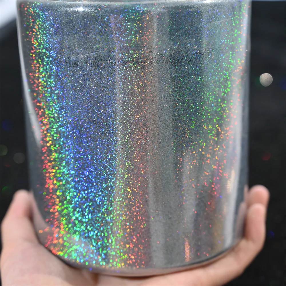 Nail Powder Nail Pigment Nail Glitter Nail Decoration Nail Decorations 50g/Bag 0.2mm Holographic Laser Silver Glitter Powder 1/128 Manicure Shiny Sparkle Chrome Pigment Dust UV Gel Nail Art Glitters