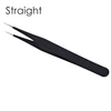 2Pcs Stainless Steel Precision Tweezers Point Drilling and Hair Removal Clamp Durable Nail Tool Straight, Curved Black Wholesale 3