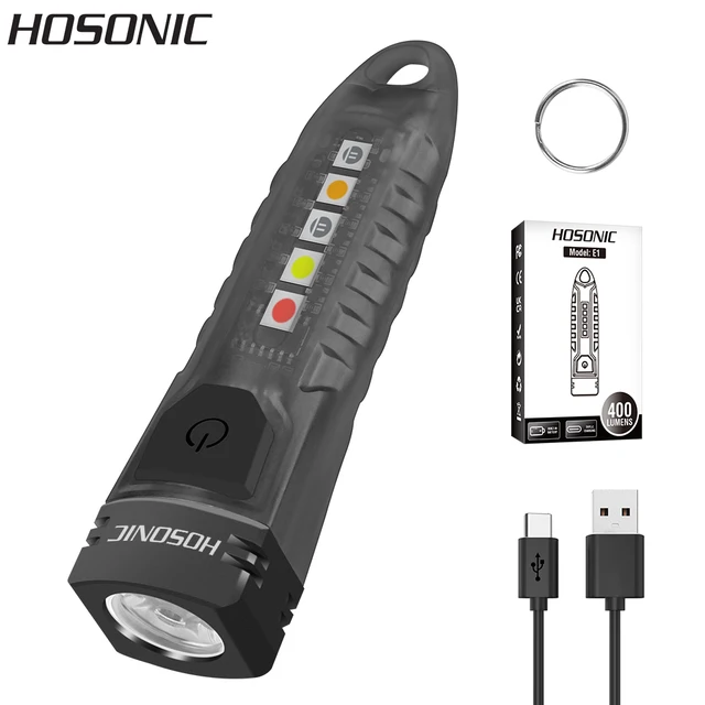 HOSONIC E1 Keychain UV LED EDC Flashlight Type-C Rechargeable Work Light Torch Waterproof Camping Pocket Lantern