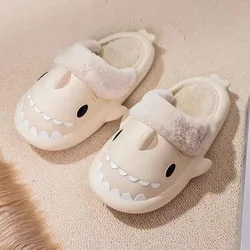 Cozy Women's Plush Shark Slippers with Removable Liner - 32-33 (White)