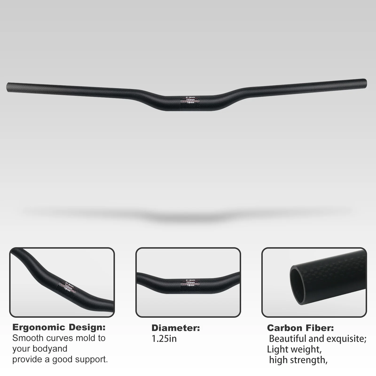 Manubrio MTB Carbonio Riser Integrato RXL SL - 740mm X 70mm, 1-1/8", Opaco UD - Foto 4