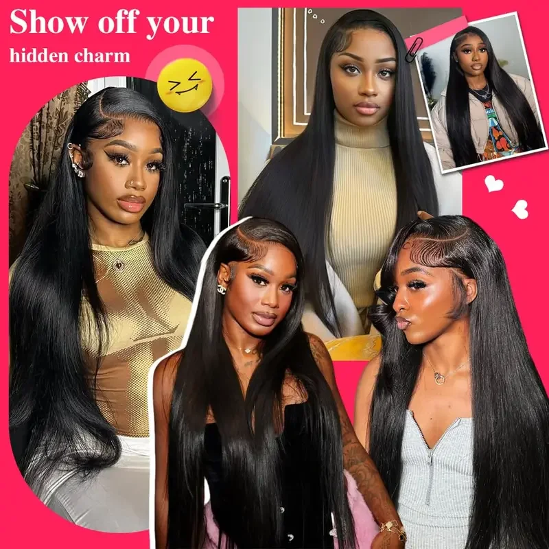 30 Inch 13x4 Wigs Human Hair Straight Lace Front Wig 200 Dinsity Pre Plucked HD Transparent Lace Frontal Wig Natural Hairline