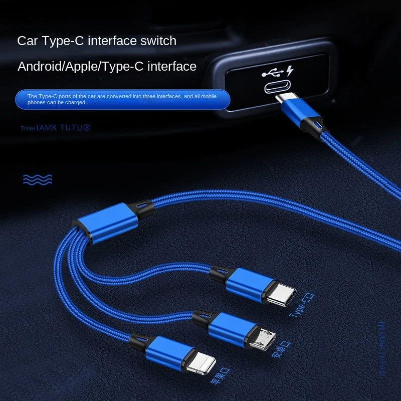 Type-c Three-in-one Charging Line PD Three-vehicle Fast Charging Line type c charger cable