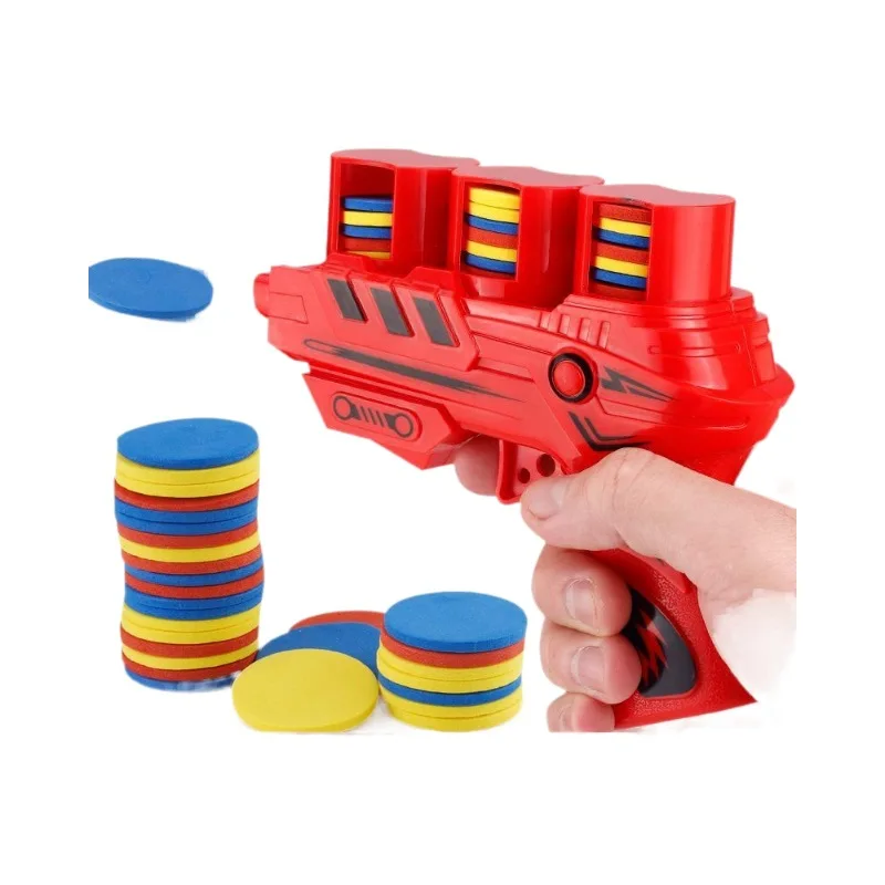 2Pcs Kids Flying Saucer Gun Toy Christmas Gift Outdoor Indoor Games Interactive Sport Toys Soft Bullet Shooting EVA Carrot Gun 5