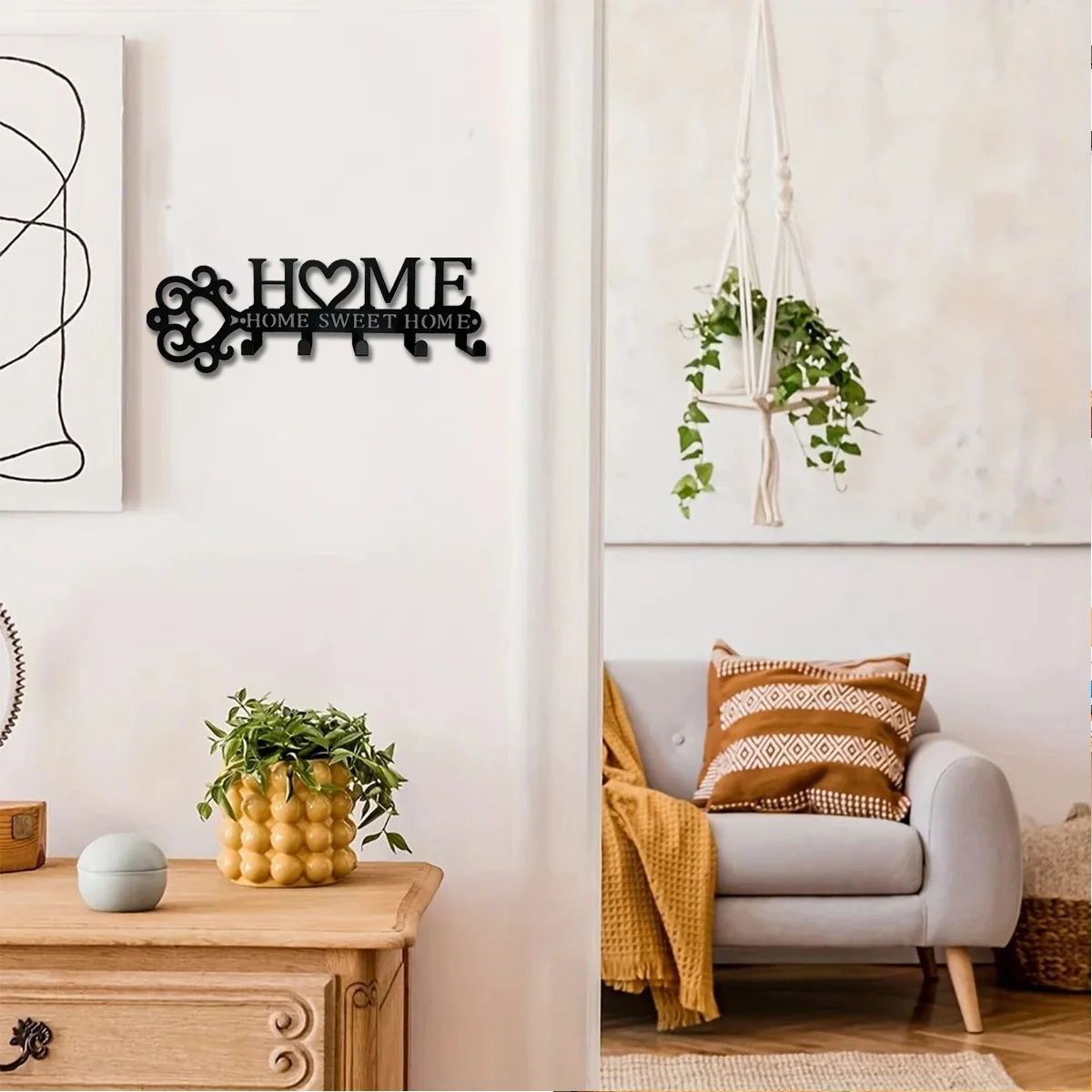 Promotion  Metal Wall Mounted Key Holder Decorative Wall Hanger Hook Household Coat Rack With 5 Hooks Towel Rack Coat rack key h