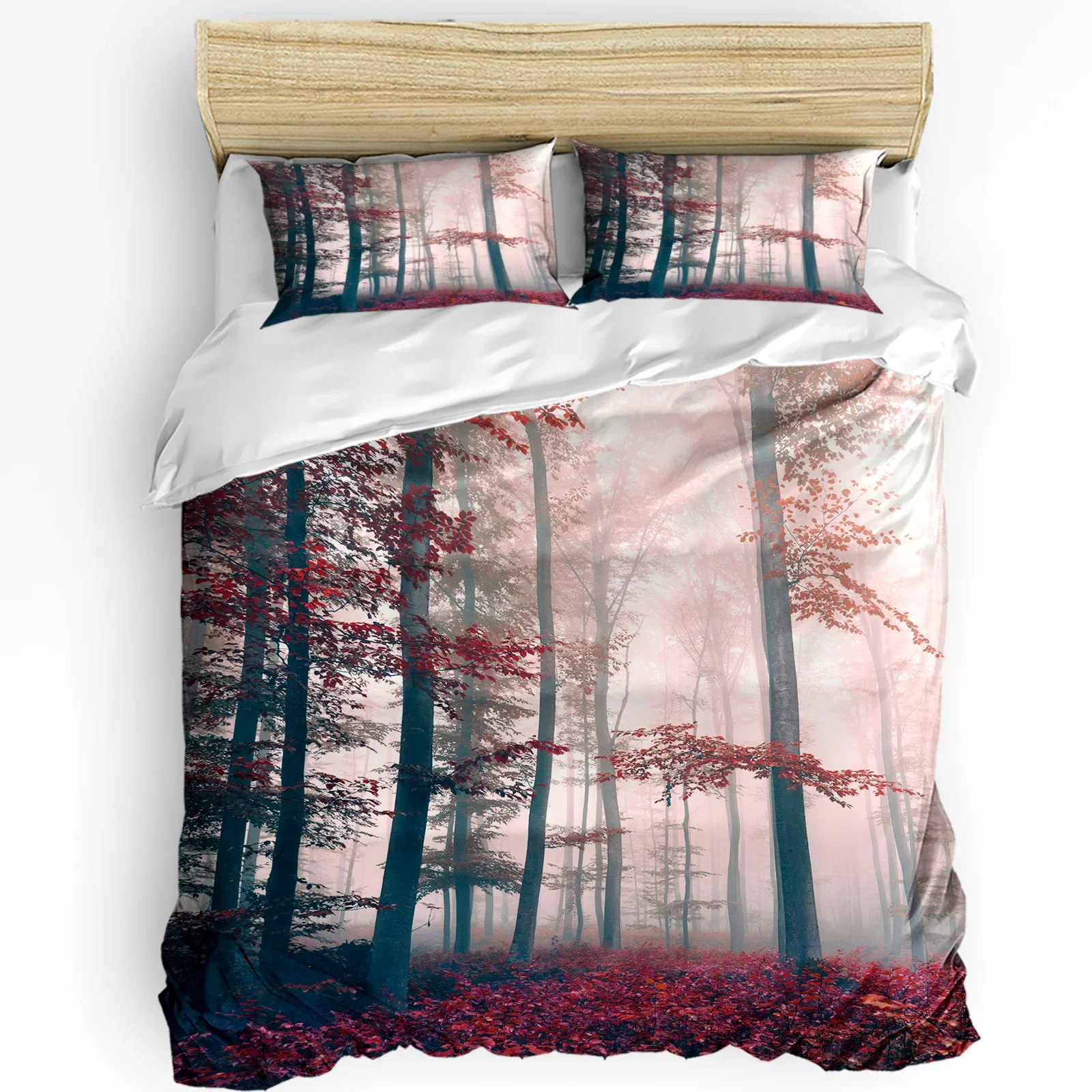 

3pcs Bedding Set Red Mysterious Forest Home Textile Duvet Cover Pillow Case Boy Kid Teen Girl Bedding Covers Set