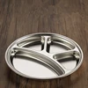 Stainless Steel Tray Divided Flat Compartment Food Trays Circular Dinner Trays Food Portion Plates With Divider Plate Dinnerware 3