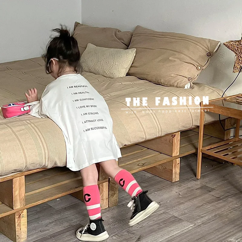 Children Socks Girls Spring Autumn Calf Socks Letter Striped Pattern Sports Socks Kids Socks Baby Boys Cotton Socks 4