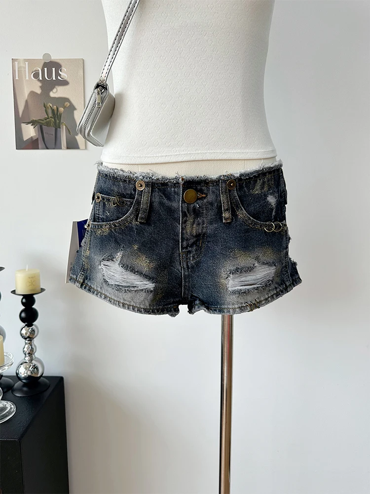 Summer Women Vintage Baddie Style Jean Shorts Denim Hot