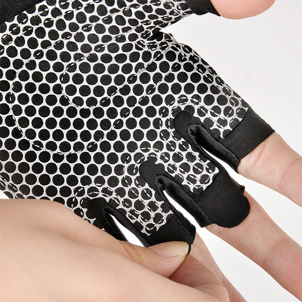 1 Pair Gym Fitness Gloves with Wristbands Straps Weight Grip Gloves Wrist Brace Protector Anti-Skid WeightLifting Pad Breathable 3