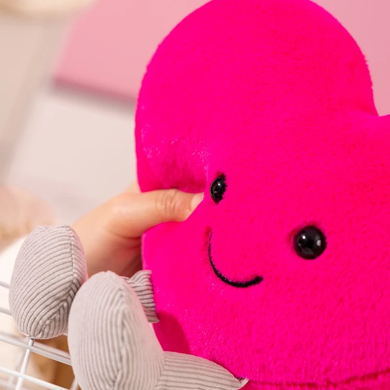 Heart Pillow Smiling Face with Legs Red Pink White Colors Say Love Small Cushion Home Decor Present 5