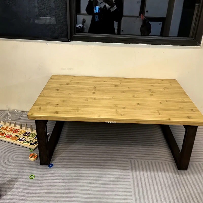 Japanese Folding Bay Window Coffee Tables Chinese Tatami Side Table Retro Living Room Furniture Home Balcony Bamboo Corner Table