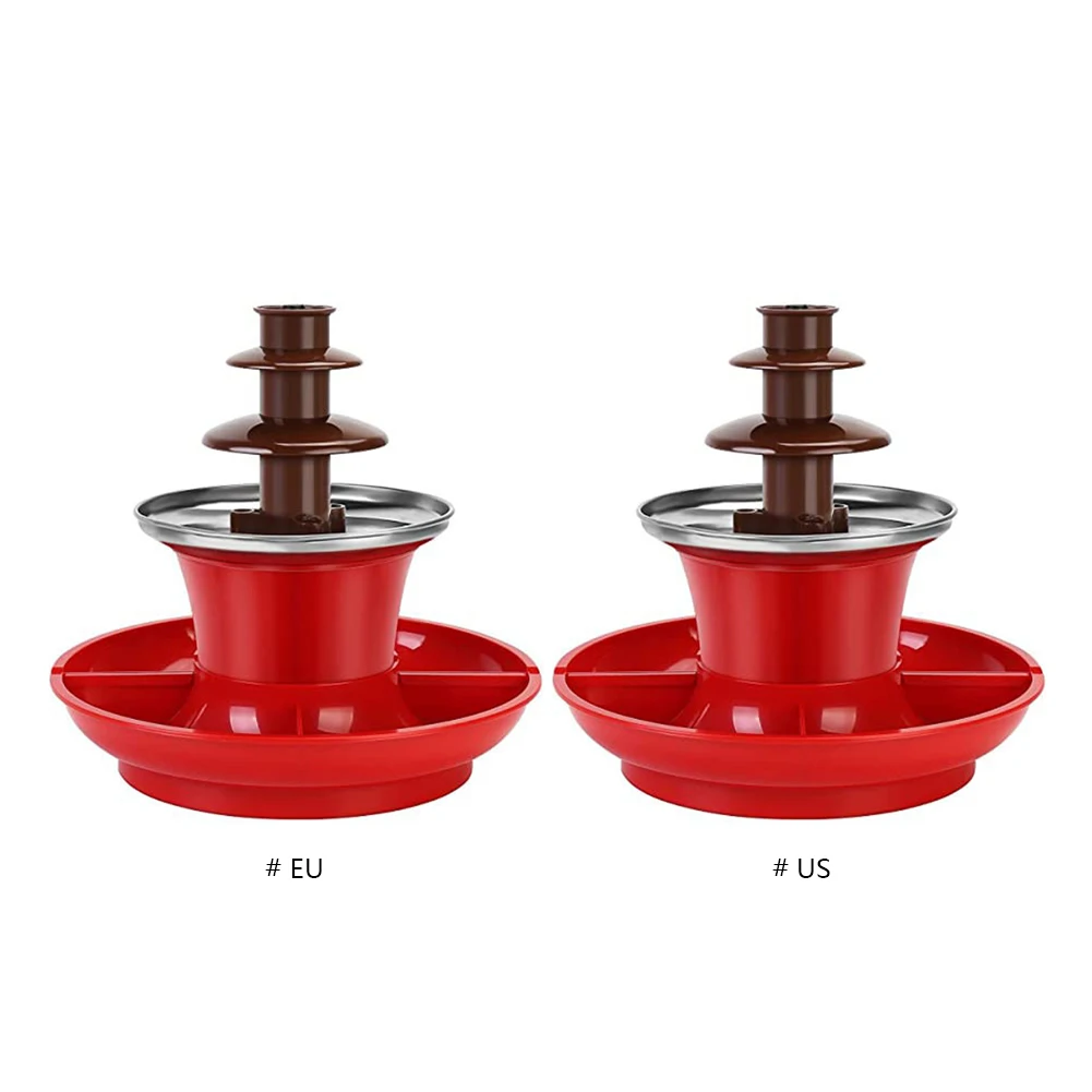 Mini Chocolate Fountain 3 Layers DIY Handmade Chocolate Melting Waterfall Melt with Fruits/Nuts/Treats Serving Tray