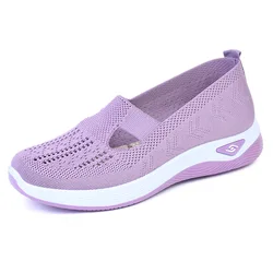 Women's Summer Mesh Breathable Slip-On Platform Sneakers - 38 (H789 -Lavender)