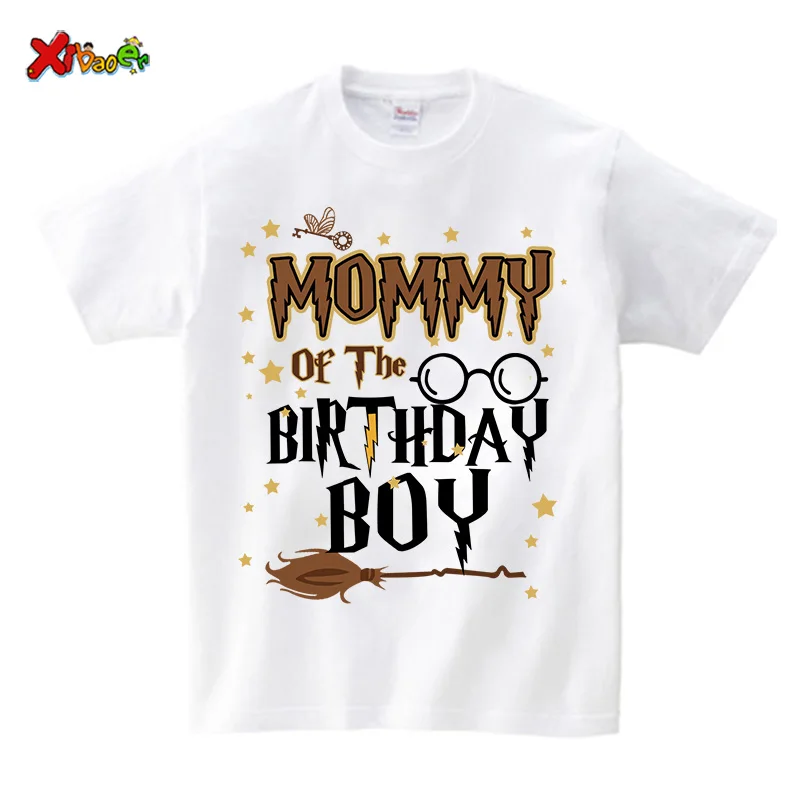 Magic Broom Wizard Birthday Boy Shirt Family Matching Outfits Personalized Name Shirts Kids 9th Birthday Party Children Outfits 6