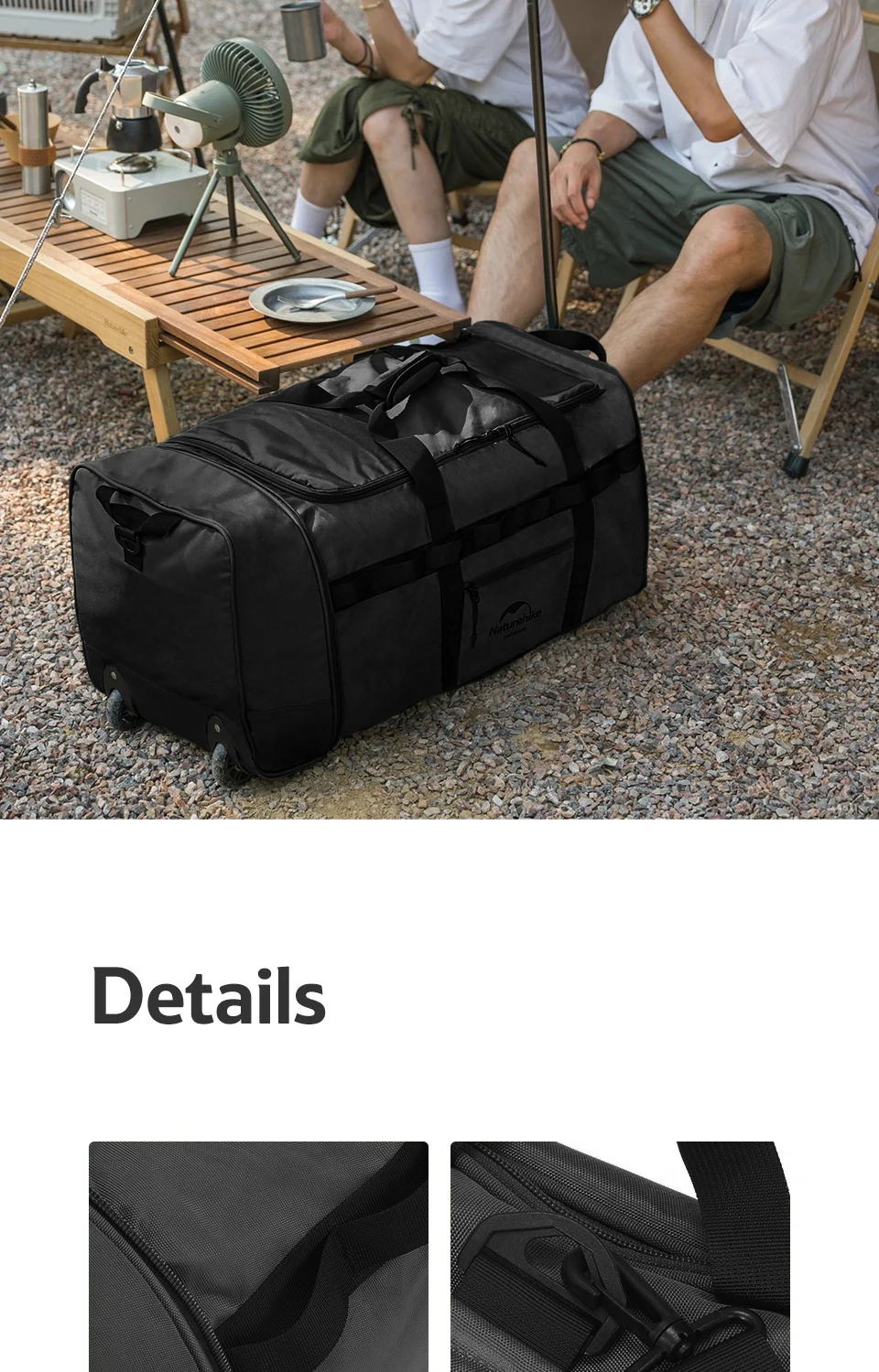 Naturehike 88L Camping Tasche Falten Große Kapazität Reise Schlepper Tasche Tragbare Hand Diverse Lagerung Tasche Outdoor Wandern Rad Box – Detail 7