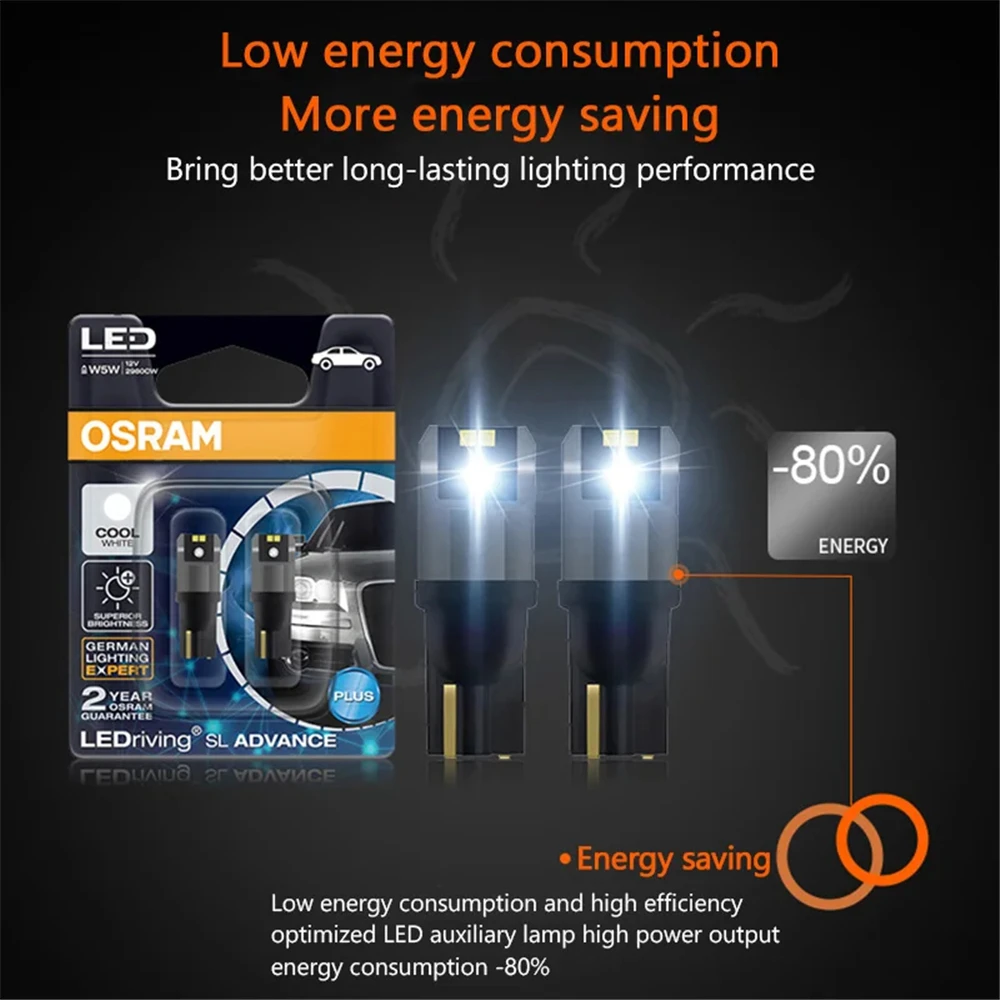 OSRAM LED ȭƮ ڵ  , ¦ , ǳ , T10 W5W 194 W2.1 x 9.5d, LED ̺ SL 꽺 1.5W 2980CW, 6000K, 2 