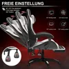 Computer Gaming Chair, Ergonomic Gaming Chair, Leather Office Chairs with Foot Rest, Back Recliner Height Adjustable White+Black