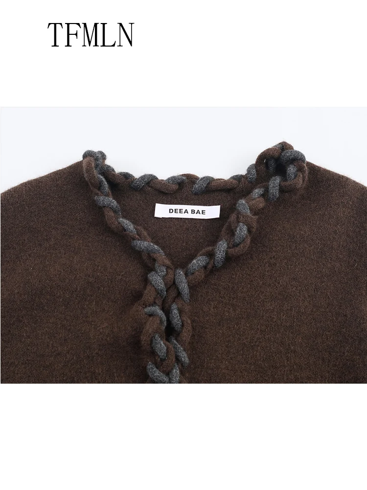 Fashion Knitted Sweaters For Women 2025 Autumn Causal Ladies Warm Long Sleeve Cardigan Tops Sweet Girls V-neck Street Outwear