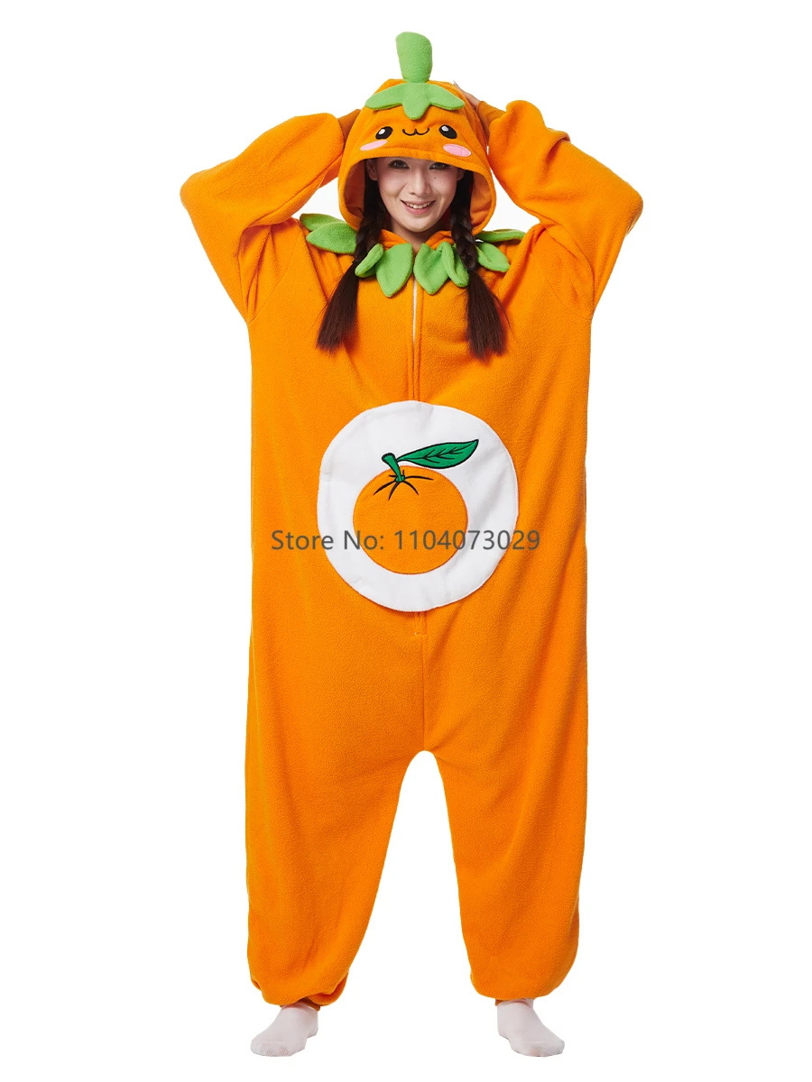 Kigurumi Pajamas Onesies Fruit Halloween for Adult Kids Cartoon Pumpkin Avocado Cosplay Party for Women Men Homewear