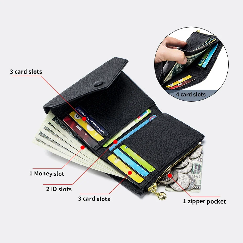 Wallet for Women Short Purse Multi-card Slot Card Holder Coin Purse Billfold Fashion Simple Women's Trifold Envelope Snap Wallet