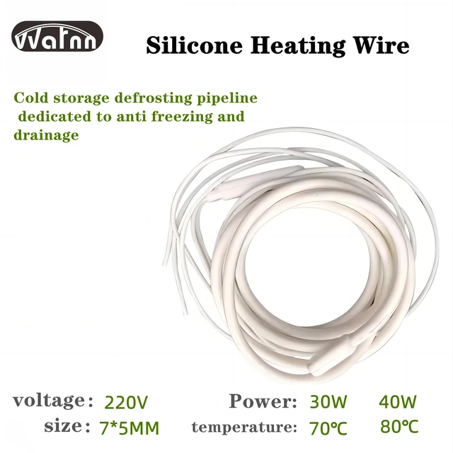 Fil de chauffage de dégivrage pour l'entreposage au froid indispensable, doublure de proximité d'eau, dégivreur, 220V,30W, 1.5m-20m, 45W-540W, 7x5mm -60C à 200C 1