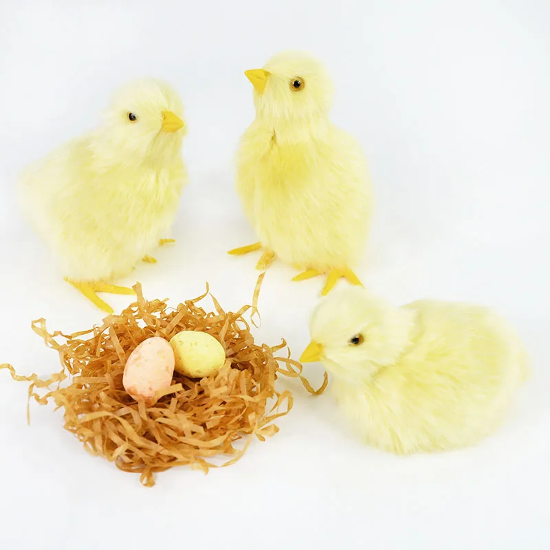 Easter Simulation Chick Plush Toy Realistic Furry Animal Doll Children Cognition Chicken Model Figurine Chicken Kids Gift Toy