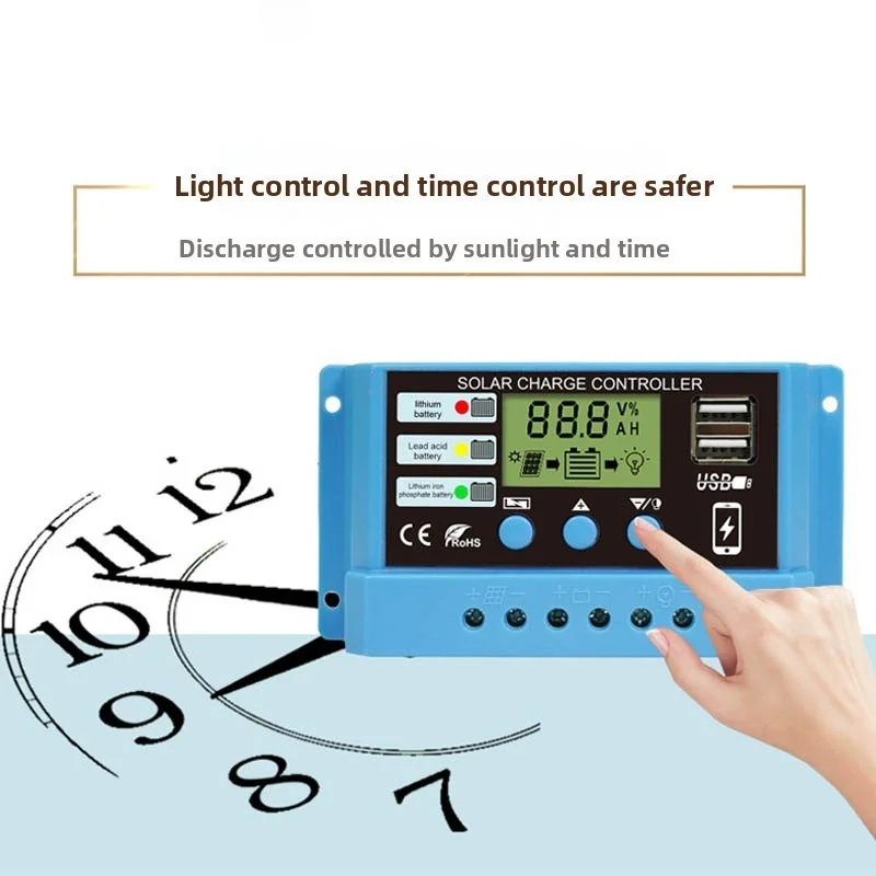 รูปสินค้า ตัวควบคุมชาร์จแบตเตอรี่พลังงานแสงอาทิตย์ 12V/24V จอ LCD พร้อม USB 5V