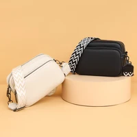Sac à bandoulière en cuir véritable pour femmes, large sangle, couleur unie, sacs à main Design de luxe, sac pour téléphone portable 3