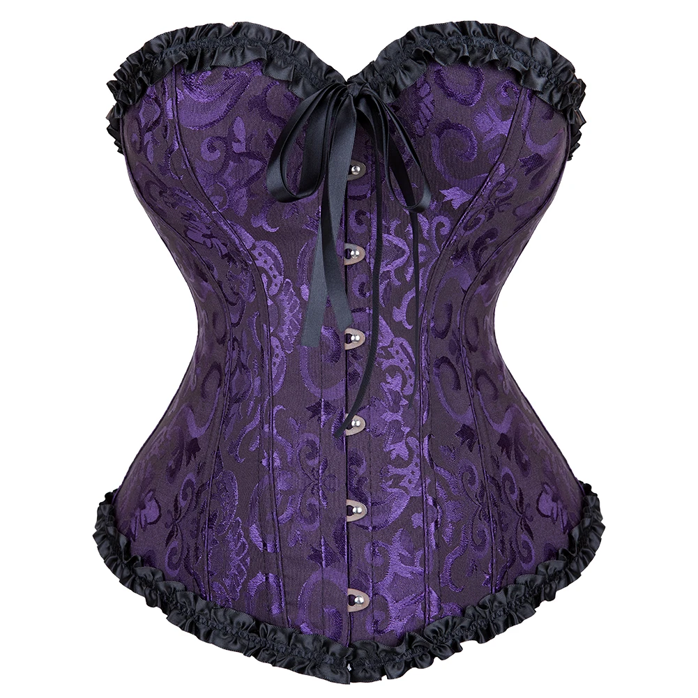 Corsetto Overbust In Pizzo E Rete Per Donna – Top Gotico Steampunk, Chiusura Anteriore, Lacci Posteriori, Taglie Forti, Per Cosplay E Serate