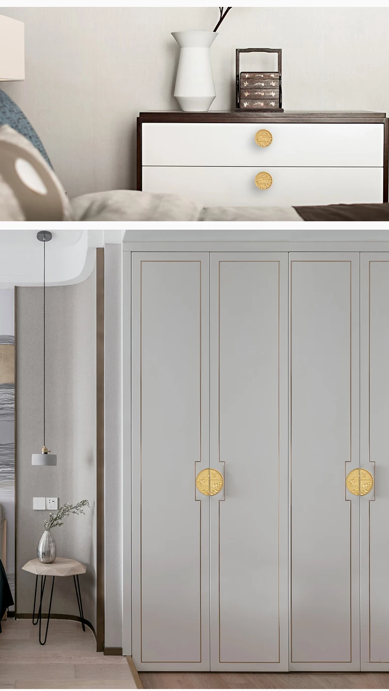 dragon phoenix cabinet knob gold finish furniture handle