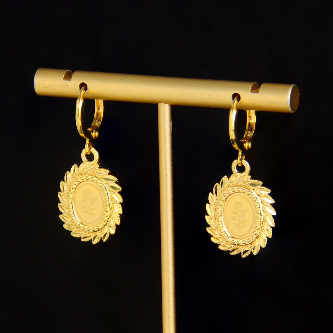 トルココインブラブライヤリング 21 18k ゴールドメッキドバイファッション銅ドロップイヤリングアラビアイスラム女性ブライダルジュエリーギフト -  AliExpress