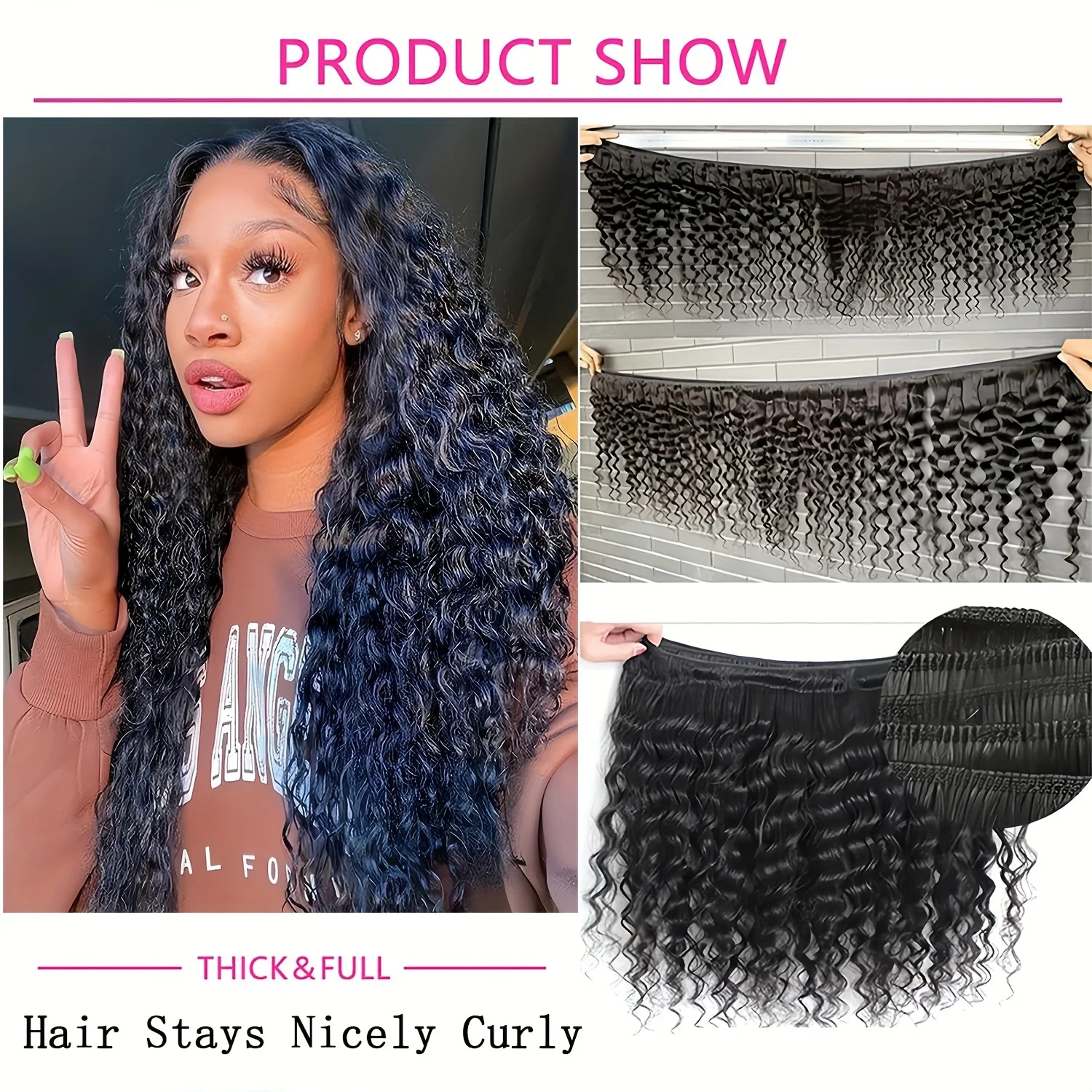 Yyong Hair 4 Bundle Deals Brazilian Deep Wave Hair Extensions 8-26 Inch Can Be Colored Remy Human Weave Natural Color