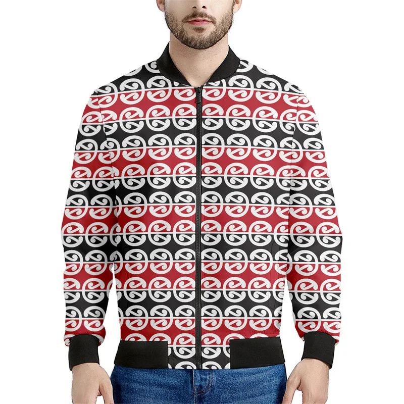 thumbnail image 1 of Chaqueta con cremallera maorí en blanco y negro para hombres y niños, sudadera de gran tamaño con estampado 3D, chaquetas bomber de manga larga para primavera y otoño, 1 of 5