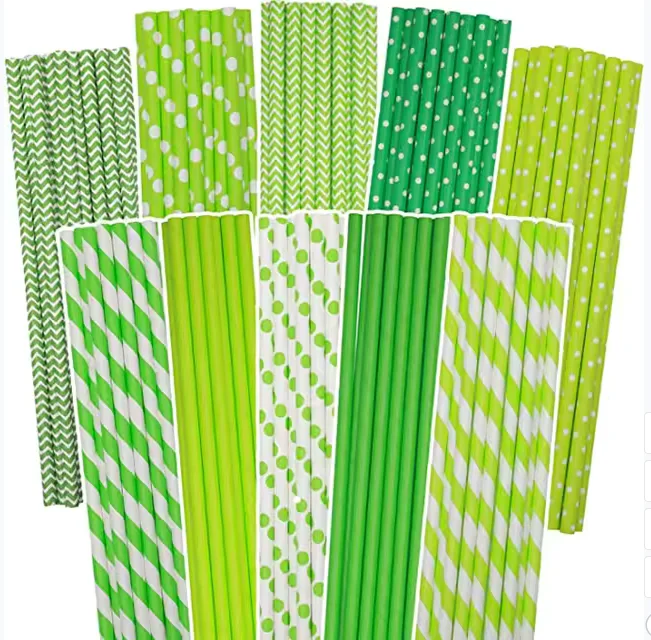 Paper Straws 6*197mm 100Pcs Paper Drinking Straws For Wedding Party Restaurant Juice Coffee Cold Drinks Dessert