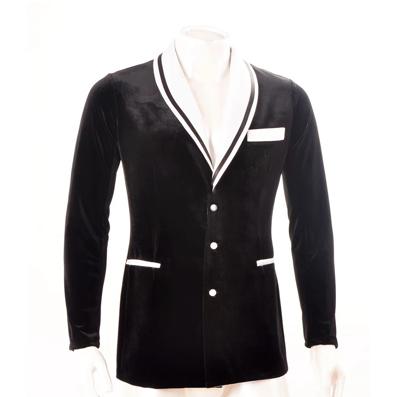 

Elegant Man Dance Tops For Ballroom Dancing Standard Long Sleeve Velvet Tango Dance wear Rumba Waltz Practice Shirt DNV10356
