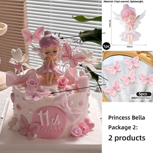 Decoraciones De Fiesta De Cumpleaños De Hadas Para Niñas, Suministros De Fiesta De Cumpleaños De Jardín De Hadas Con Telón De Fondo De Feliz Cumpleaños, Globos, Decoración De Pastel, 12 Adornos