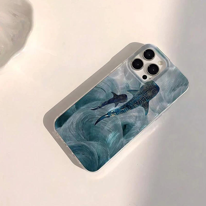 Ocean Shark Whale Design Shockproof Phone Case with Bumper Cover