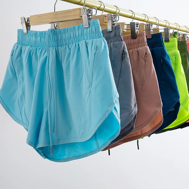 (S-2XL)2 in 1 Women Zipper Pocket Quick Dry Running Shorts 2 Layer Gym Yoga Fitness Badminton Tennis Training Sport Short Pants