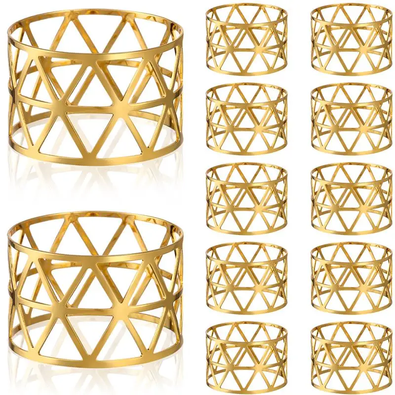 

12Pcs Napkin Rings Metal Table Napkin Rings Napkin Holder Rings Dinner Table Decoration for Wedding Birthday Party Supplies
