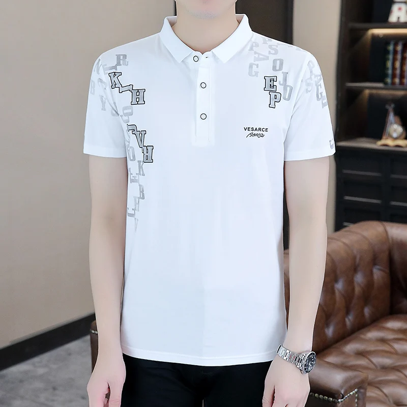 

Summer 2024 Men Fashion Clothing Men Short Sleeve Polo Shirt Cotton Breathable Comfortable Pure color golf men Casual T-shirt