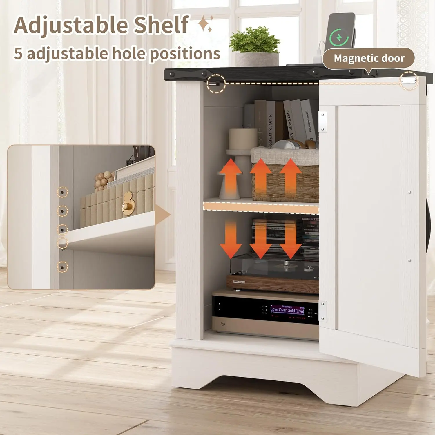Nightstand Set of 2 Nightstand with Charging Station Farmhouse End Tables