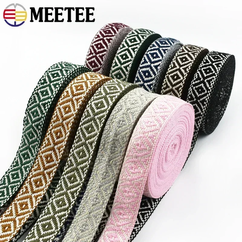 2-8 미터 25mm 코튼 자카드 웨빙 스트랩 가방 민족 리본 테이프 의류 신발 바이어스 바인딩 밴드 DIY 봉제 액세서리