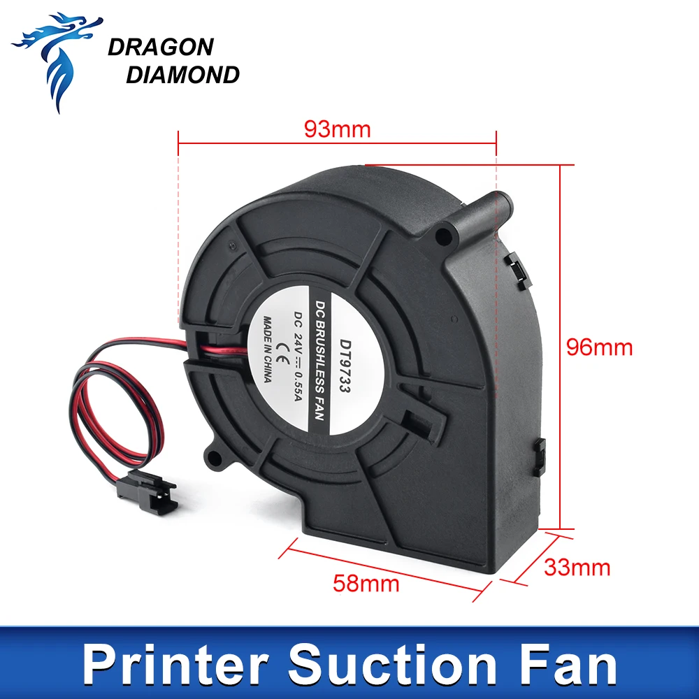Dragon Diamond large format printer strong suction fan 10cm DC fan 24V 0.55A for Allwin Xuli printer brushless paper Blower cooling fan