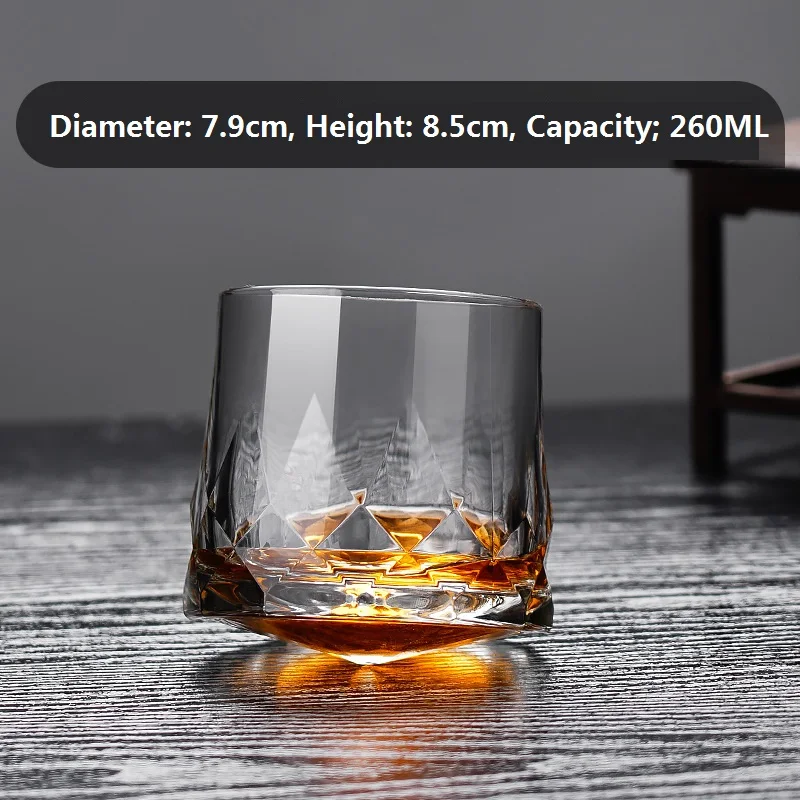 Novel Creative Thick Crystal Whiskey Tumbler Glass Spinning Tops Design Hammer Glasses Of Wine Brandy Cup Wineglass 1-6pcs
