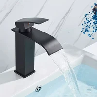Black Waterfall Bathroom Faucet Basin Vanity Vessel Sinks Mixer Tap Cold And Hot Water Tap Single Hole Bath Sink Faucets Crane 3