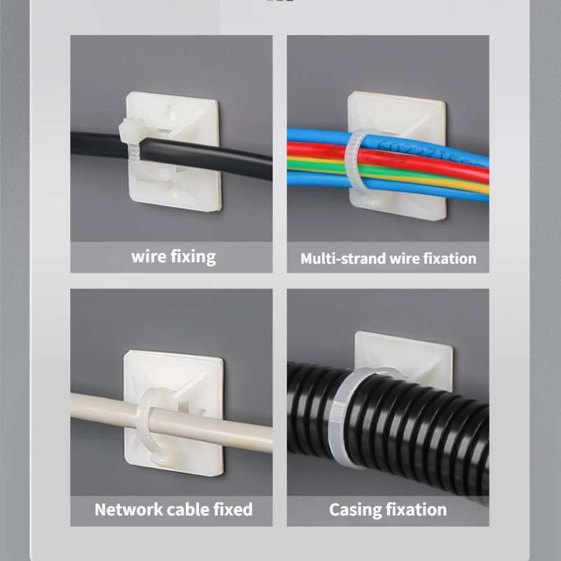 50PCS Self-Adhesive Cable Base Wire Tie Mounting Base Wall Bracket for cable organizer,cable tie,cable clip